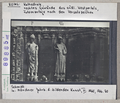 Vorschaubild Reims: Kathedrale, südl. Westportal, rechtes Gewände, Fotomontage nach den Versatzzeichen 